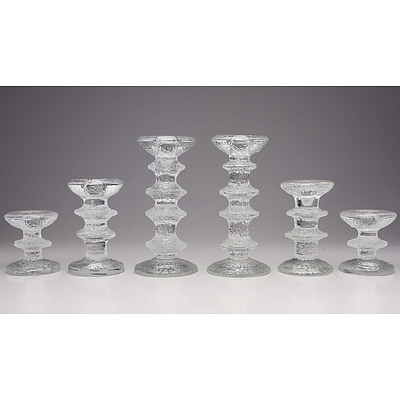 Six Signed Timo Sarpaneva Iittala 'Festivo' Candlestick Holders