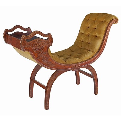 Antique Style Carved Beech Cradle Shaped Telephone Table