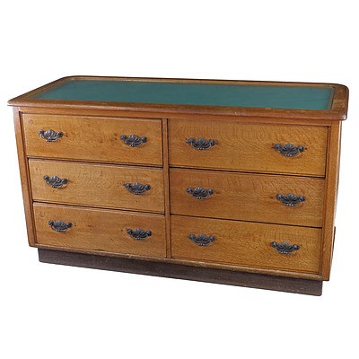 Antique Oak Shop Counter, Early 20th Century