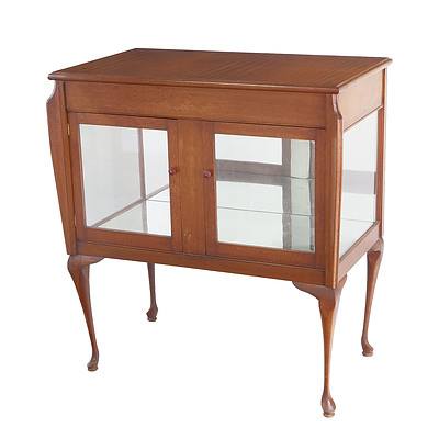 Vintage Maple China Cabinet with Creole Legs