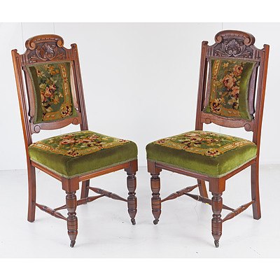 Six Tasmanian Blackwood Dining Chairs with Tapestry Upholstered Seats, Early 20th Century