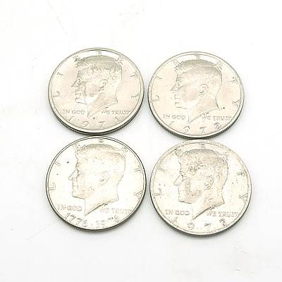 One 1971, Two 1972 and One 1976 US Kennedy Half Dollar Coins