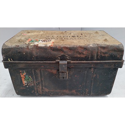 Vintage Military Metal Foot Locker