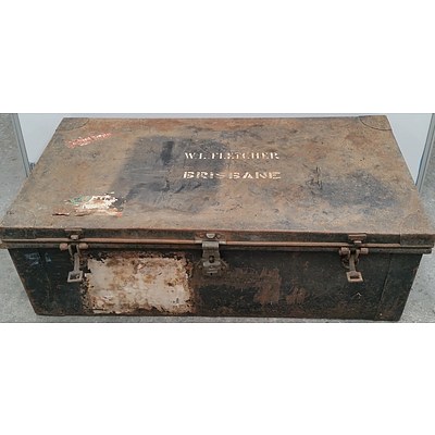 Vintage Military Metal Foot Locker