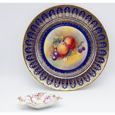 Paragon Hand Painted Fruit and Gilt Trimmed Display Plate Signed T Martin, and a Shelley Trinket Dish