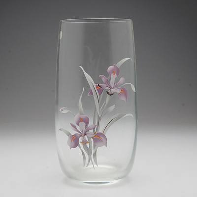 Bohemia Crystal Vase with Applied Flowers