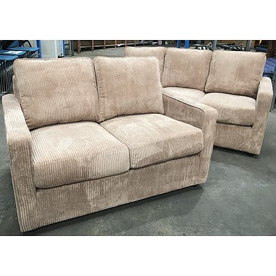 Two Chocolate Suede Corduroy Lounges