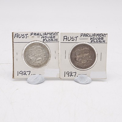 Two 1927 Silver Australian Parliament House Florins