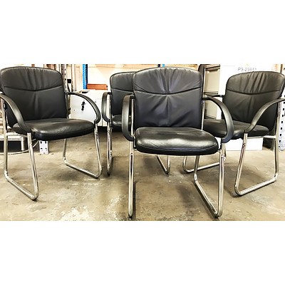Duro Black PU Leather Chairs - Lot of 4 - Ex Demonstration Models
