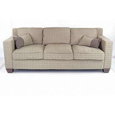 Whisky Collins Three Seater Sofa and Armchair in Green Tartan and Red Jacquard