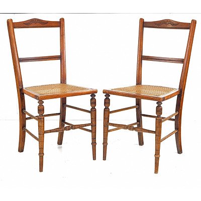 Three Edwardian Cane Seated Occasional Chairs Early 20th Century
