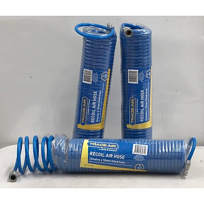 3x Trade Air 10m x 10mm Recoil Air Hose