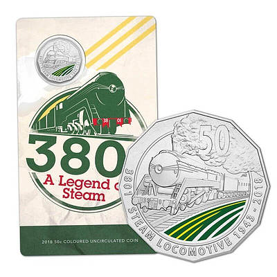 RAM 3801 A Legend of Steam 2018 50c Coloured  Uncirculated Coin