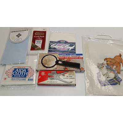 Selection Framed Cross Stitch Works and Craft Accessories