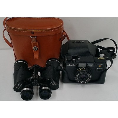 Vintage Minolta Camera and Zenith Binoculars