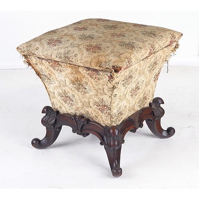 Unusual Victorian Rosewood Stool with Hinged Top Circa 1880