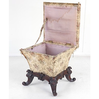 Unusual Victorian Rosewood Stool with Hinged Top Circa 1880