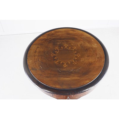 Late Victorian Inlaid Walnut Sewing/Work Table Circa 1890