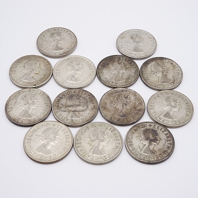 Thirteen Australian 1954 Royal Visit Florins