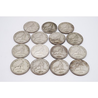 Fifteen Australian 1954 Royal Visit Florins