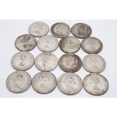 Fifteen Australian 1954 Royal Visit Florins