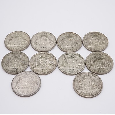 Ten Australian Elizabeth II Florins