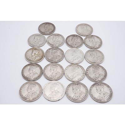 Eighteen Australian George V Silver Florins