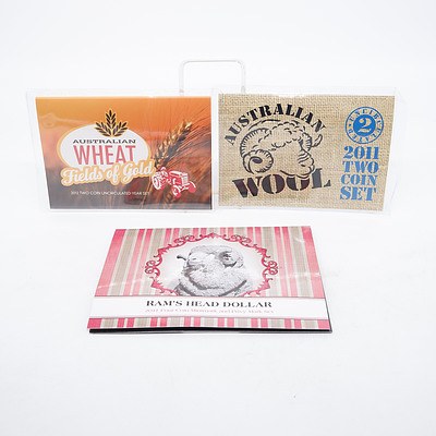 2012 and 2011 Two Coin Uncirculated Year Set and 2011 Four Coin Ram's Head Dollars