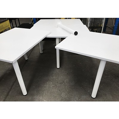 White Melamine Tables - Lot of 4