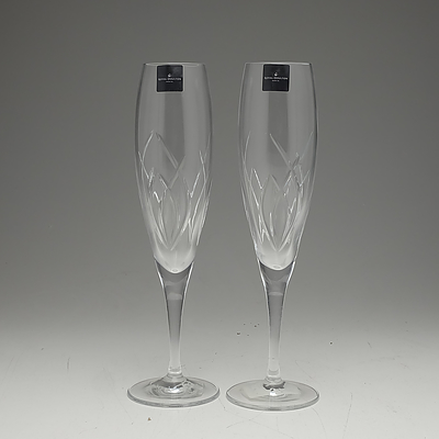 Pair of Royal Doulton Symphony Crystal Champagne Flutes