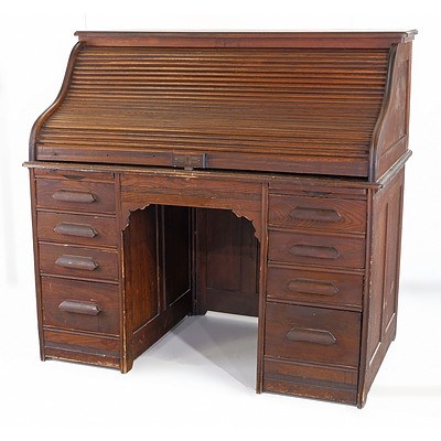 Oak Roll-Top Desk Circa 1920s