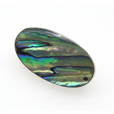 New Zealand Paua Shell Brooch in Sterling Silver Mount