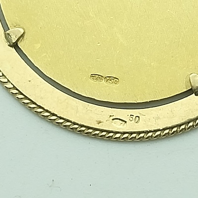 18ct Yellow Gold Five Round Bangles with a Coin Drop in Four Claw Frame, 28.5g