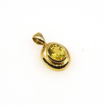 18ct Yellow Gold Pendant with Oval Greenish Yellow Sapphire