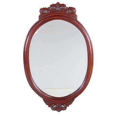 Victorian Style Mahogany Framed Wall Mirror With Bevelled Glass