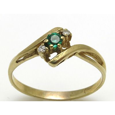 9Ct Gold Emerald & Diamond Ring