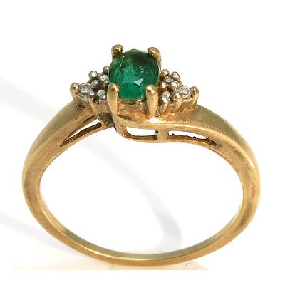 9Ct Gold Gilson Emerald & Diamond Ring
