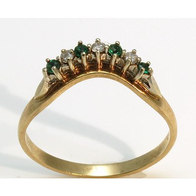 9Ct Gold Emerald & Diamond Ring