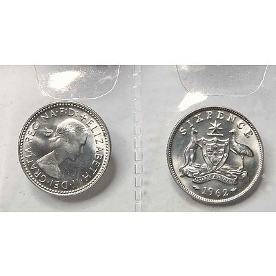 Australian Silver 6 Pences 1962 (x2)