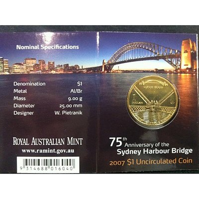 Australian Sydney Harbour Bridge One Dollar 2007