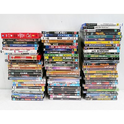 Large Bulk Lot of DVD's, Playstation 2 Games, Blue Ray Disc Movies and CD's RRP Over $700