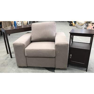 Chocolate Arm Chair with Side & Console Tables