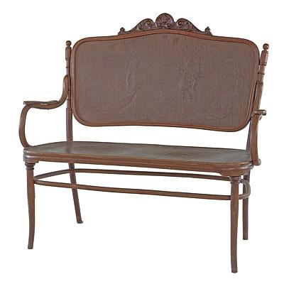 J & J Kohn Bentwood Bench with Press Moulded Back and Seat Circa 1900