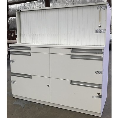 White Melamine Stationary Storage Cabinet