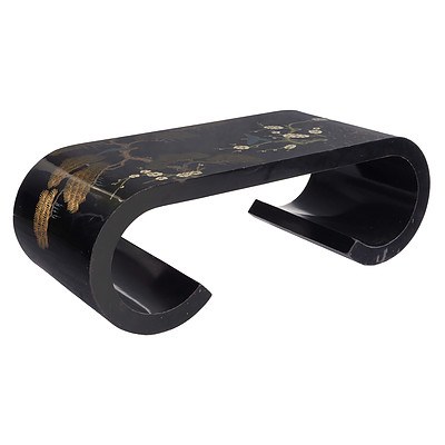 Large Vintage Asian Polychrome Lacquer Low Table