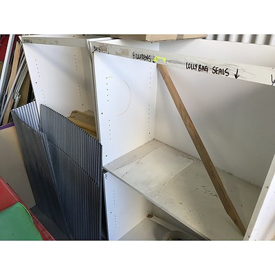 Eight White Laminate Cupboards