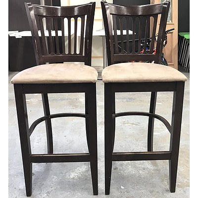 Two Walnut Kitchen Stools