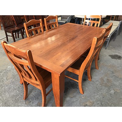 Substantial Seven Piece Maple Dining Setting