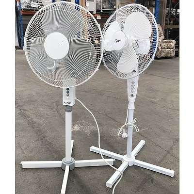 Two Oscillating Pedestal Fans