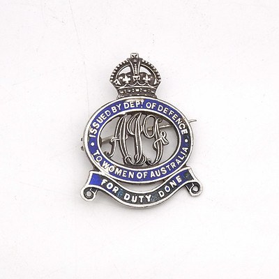 To Women of Australia For Duty Done - Issued by Department of Defense - WWII Medal